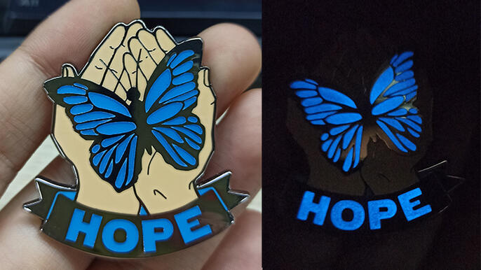 Hope Butterfly Glow in the Dark Enamel pin